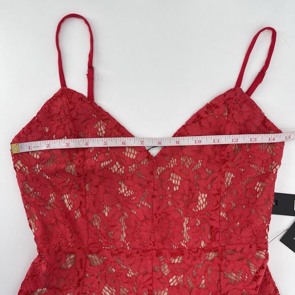 Lulus Womens Dress Size XS Red One Wish Lace Asymmetric Hem Sleeveless Midi - Picture 8 of 10
